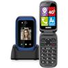 SAIET Prime GPS Cellulare per Anziani 4G con Tasto SOS, Localizzazione GPS, Doppio Display e Audio Potenziato, con Base di Ricarica e Torcia LED - Facile da Usare, Sicuro e Affidabile - Blu
