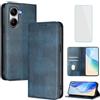 OUEAYIEN Cover per Xiaomi Poco X7 Pro Custodia a Libro con Vetro Temperato Blu | Blocco RFID,Antiurto,Pelle Portafoglio Case,Porta Carte,Supporto Stand,Vintage Flip Custodia per Poco X7Pro PocoX7 Pro