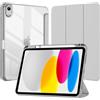 EspZanthic Custodia per iPad A16 11a/10a generazione 2025/2022 con portamatite, grigio | Copertura in tessuto tecnico di alta qualità, design ibrido sottile, antiurto con guscio posteriore trasparente