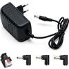 afhgdjr Alimentatore di rete da 12 V, 2 A, 24 W, 12 V, con DC 5,5 x 2,1 mm, 5,5 x 2,5 mm, 4,0 x 1,7 mm, 3,5 x 1,35 mm, caricabatterie universale per strisce LED, telecamera CCTV, router, laptop, alimentatore