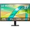 LG Monitor 27U411B-B 27 FHD 144Hz IPS Desktop display | sRGB 99%, HDR10, 1ms MBR 5ms GtG, AMD FreeSync, Regolazione inclinazione, HDMI, D-Sub, Nero