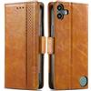Generico DayQiQiPu Cover per Nothing CMF Phone 1 (6,67 Pollici) Custodia in pelle PU con Patchwork Guscio Protettiva Anti-Skimming Custodia Portafoglio Flip Caso Business, Cachi