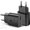 OERYIEG Pacchetto di 2 Caricabatterie USB-C da 25W [2 in 1] per Samsung Galaxy S25 S24 S23 S22 S21 S20 Ultra/Plus, A56 A55 A54 A36 A35 A26 A16 A15 A05s, Z Fold7 Z Flip7 - Caricabatterie di Rete Rapido