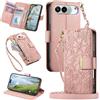 MOJIA Portafoglio Custodia per ZTE Nubia Air Pro, Flip Cover in Pelle con Tracolla a Tracolla, Scomparto a Cerniera e Funzioni Multifunzione. Pink