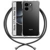 ANFAIRLACE Cover Cordino Compatibile con Xiaomi Redmi Note 17 Pro Max 5G, Nero | Custodia Laccio Trasparente Silicone Morbido Regolabile Antiurto Rinforza Angoli Chiaro Case