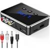 OQIMAX Adattatore audio Bluetooth wireless, trasmettitore Bluetooth 5.4, supporto U-Disk e schede TF, ottico/RCA/AUX, ricevitore Bluetooth con display a LED per TV, stereo domestico, altoparlanti