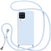 Jrkvniv Cover con Cordino per Samsung Galaxy A12（4G）, Custodia con Laccio Collana Tracolla Collo Silicone Antiurto TPU Opaca Protettiva Case per Samsung A12 4G 6.5,Blu