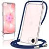 Kilbnom Cover per iPhone 17E/iPhone 16E/iPhone SE 4 2025 con Cordino,Trasparente Custodia con Laccio Tracolla Cellulare Girocollo Collana Corda Catena Cinghia,Morbido Silicone Antiurto Case, Blu scuro