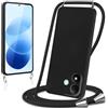 Knrlqim Cover per Xiaomi Redmi Note 17 4G / 5G con Cordino Custodia con Laccio Collana Tracolla Collo Corda Regolabile Liquido Silicone Antiurto AntiGraffio Protettiva Case, Nero