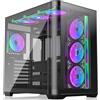 RAIJINTEK ATREUS BT7 Black Mid-Tower E-ATX Gaming PC Case, vetro temperato curvo, 7 x 120 mm Infinity Mirror ARGB PWM ventole, ad alto flusso d'aria