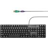 SSS·GRGB Tastiera per computer PS2 cablata (layout USA) con adattatore USB, 104 tasti, impermeabile per Windows, PC, laptop