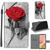 TOMYOU Cover per Samsung Galaxy A72 4G, rosa rossa | Antiurto Protettiva Portafoglio, Slot per Schede, Magnetica, Custodia in Pelle PU, Libro Flip,Funzione Stand