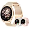 INNOFOVO Smartwatch Donna, 1,43'' AMOLED Orologi Digitale Con Chiamate Bluetooth, Orologio Smart Watch Rotondo Con 150 Sportive/SpO2/Sonno/Cardiofrequenzimetro/Caloria - Fitness Tracker Per Android IOS (Oro)