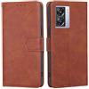 RankOne Cover per Realme Narzo 50 5G / OPPO A77 5G (6.58 Inches), Custodia Flip Pelle Portafoglio, Magnetica Libro Bumper Cover Case - Marrone