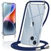 Kilbnom Cover per iPhone 14 Plus con Cordino, Trasparente Custodia con Laccio Tracolla Cellulare Girocollo Collana Corda Catena Cinghia, Morbido Silicone TPU Antiurto Case per iPhone 14 Plus,Blu scuro
