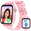 PTHTECHUS Smartwatch per Bambini, Orologio GPS Bambini, Chat Video Vocale, Rosa | WIFI/Ricezione SMS SOS Pedometro, Modello di Classe Sveglia Orologio per Bambini, Regali di Natale Bambino Dai 4 Anni in Su
