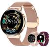Iaret Smartwatch Donna Chiamate,1.32 Orologio con 3 Cinturini Monitoraggio SpO2/Sonno/Pressione Sanguigna/Frequenza Cardiaca Impermeabil Fitness Tracker per iOS Android, Regalo Donna (Oro rosa)