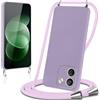 Knrlqim Cover per Xiaomi Redmi Note 17 Pro Max con Cordino Custodia con Laccio Collana Tracolla Collo Corda Regolabile Liquido Silicone Antiurto AntiGraffio Protettiva Case, Viola Lilla
