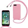 MBSLFY Cover per Cordino con Collana per iPhone 6/6s Plus/iPhone 7/8 Plus, Custodia Silicone Morbido con Corda, Case Tracolla Silicone con Necklace Regolabile per iPhone 6 Plus/iPhone 7 Plus, Rosa