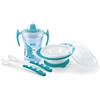 NUK Learn to Eat Set | Trainer Cup tazza biberon (230 ml) | Ciotola & Cucchiai | 6+ mesi | Senza BPA | Elefante (Turchese) | 4 pezzi