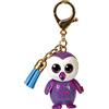 TY - Anello Portachiavi Mini Boos Clips - Gufo - Moonlight - Viola e Azzurro - Con nappa azzurra - Il portachiavi alla moda ispirato ai famosi peluche con gli occhi grandi scintillanti - 10 Cm - 25054