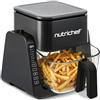 NutriChef Friggitrice ad aria e griglia - 4 QT Airfryer + 1,2 QT Grill, 7 modalità di cottura, ciotola trasparente, per gamberetti, bistecche, patatine fritte e altro - compatto e potente - nero