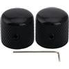 Musiclily Pro Metrica Manopole Dome Knobs con Vite Fissaggio Nero 2 Pezzi | Acciaio,18 Denti Grosso,per Import Chitarra Elettrica tipo Tele/Precision Bass