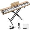 Donner DEP-1S Pianoforte Digitale 88 Tasti Sensibili al Tocco, Pianola Elettrica Portatile per Principianti con Bluetooth, 128 Suoni & 8 Brani Demo, con Supporto, Pedale e Alimentatore, Beige Naturale
