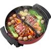 Endingfuny Pentola elettrica 6L 1360W Twin Hot Pot Shabu a induzione, pentola da zuppa con coperchio, pentola separabile su entrambi i lati