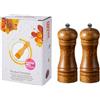 SenaiMy Macinapepe e macinasale in legno, set da 2 pezzi, 14 cm, con | Grado di macinazione regolabile da grosso a fine, per cucina e tavolo, per pepe, sale e spezie, ideale per cuochi amatoriali