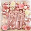 Netnology Palloncini 30 Anni Compleanno Bambina, Palloncini Compleanno Oro Rosa | Decorazioni Compleanno con Striscione Buon Compleanno, Palloncini Cuore Foil,Numero 30,Tende Metalliche Rosegold,Pompons Rosa