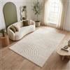 TAPISO Linea Tappeto Pelo Corto Bianco Crema Onde Effetto 3D 80 x 150 cm | Geometrico Tappeto per Soggiorno Camera da Letto Design Moderno OEKO-TEX