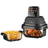 JUST PERFECTO HOUSEHOLD APPLIANCES Just Perfecto Friggitrice ad Aria Vetro 1,5L + 4L Cestello Trasparente | cestello in vetro trasparente, circolazione d'aria 360, cottura senza olio, doppia capacità, cottura a vista, colore nero