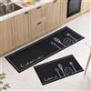 OPLERT Tappeto Cucina Set da 2, Tappeti Lavabili Antiscivolo Cucina Passatoia, Assorbente Tappetino Home Cuore Nero,nero,43x75+43x150cm