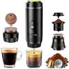 HSSNS Mini macchina da caffè da viaggio, batteria 3 in 1, con USB, macchina per espresso automatica, compatibile con capsule e caffè macinato, gadget da campeggio per camper e viaggi