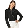 Allegra K Camicetta da Donna con Papillon (Confezione da 1), Nero, XL