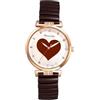 OIDEA - Orologio da polso da donna con cuore, elastico, nero, rosa, bianco, marrone, al quarzo, analogico, cinturino in acciaio inox, pietre scintillanti, elegante, regalo per le donne, vita