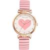 OIDEA - Orologio da polso da donna con cuore, elastico, nero, rosa, bianco, marrone, al quarzo, analogico, cinturino in acciaio inox, pietre scintillanti, elegante, regalo per le donne, vita
