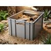 Euroshoppingonline Terrario Rettangolare per Tartarughe, Anfibi, Rettili, 60x40x29 cm | Plastica Grigia, Può Contenere Acqua, Drenaggio con Rubinetto Esterno, Rubinetto Già Installato