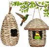 Hunphy 2 Pezzi Casetta per Uccellini, Nido Artificiale da Esterno, Fatto a Mano per Uccelli Selvatici, Adatto per Piccoli Uccelli Come Colibrì (Oval+Round)