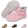 HICKMONBER Bambini Barefoot Stivali Invernali Bambini Stivali da Neve Antiscivolo Ragazzi Ragazze Mid Trekking Shoes,con Imbottitura,Suola Zero Drop,Comode,Leggere,GR.27-37