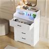 ZSSWSS Cassettiera con 4 cassetti, armadietto in legno bianco di alta | Comodino bianco con maniglie dorate, piccolo comò per camera da letto, soggiorno, tavolino da divano, 40 x 40 x 55 cm