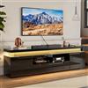 KOOPMAD Mobile TV da 180 cm, con spazio aperto, mobile TV LED con USB, 2 ante e 2 cassetti, tavolo da soggiorno, design moderno, armadio basso, panca TV per soggiorno camera da letto, nero