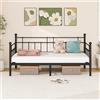 HOMERECOMMEND Letto singolo in metallo, 90 x 200 cm, nero | Divano letto per bambini, 90 x 200 cm, per materassi, letto da giorno, per camera da letto e soggiorno