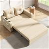 Gojyjqytupo Divano letto 3 in 1, estensibile, con funzione sonno, beige | Divano matrimoniale con portabevande, tasche laterali, cuscino e porta USB, design moderno