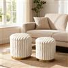 GIANTEX Set 2 Pouf Rotondi Imbottiti con Contenitore Nascosto | Sgabelli Poggiapiedi in Pelo di Coniglio, 32 L + 21 L, Coperchio Rimovibile, Impilabili per Soggiorno e Camera da Letto