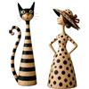 KiBcsLic 18 cm Soprammobili Moderni, Figurina Gatto a Strisce Autoportante | Oggetti Decorativi per La Casa in Resina, Con Basi Arrotondate, Adatte Essere Posizionate Tavoli, Mensole, Scrivanie