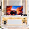 GOKHOMX Mobile TV LED RGB, 140 cm, per TV fino a 55 pollici, Bianco | Supporto TV da pavimento, 16 colori LED RGB, 4 modalità, cassetto, ripiani vetro, soggiorno, camera da letto e gaming