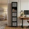 [en.casa] Vetrina Moderna a 5 Ante Semitrasparenti Mobile Alto a Vetrata in Acciaio con 5 Scomparti Vani Chiusi 174 x 40 x 35 cm Libreria per Soggiorno Camera da Letto Studio - Nero