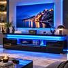 BIYFSDS Mobile TV LED 180 cm, armadio e TV, panca TV, mobile TV soggiorno con stoccaggio, mobile TV laccato moderno con 2 ante e 2 cassetti, armadio basso soggiorno interno (nero-5, F)